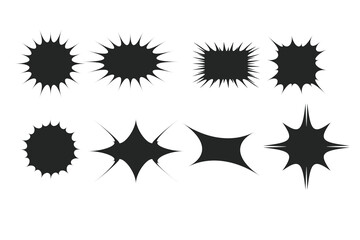 Set of Zigzag and Wavy Geometric Shapes. Vector Rectangle, Circle, Square and Oval Elements with Curve Edge. Zig Zag Shapes for Stickers, Badges, Posters, Chevron, Labels and Decoration