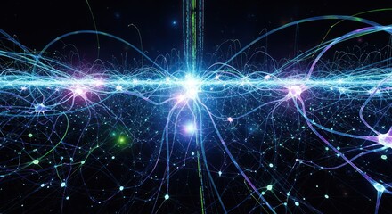 Obraz premium Illustration of glowing connections, networks and neural activity