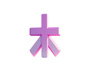 3D rendered, stylized, pink cross graphic
