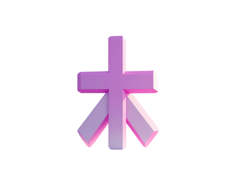 3D rendered, stylized, pink cross graphic