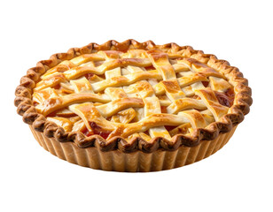 Round apple pie with a lattice top