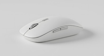 Wireless white computer mouse isolated on white background, modern input device for desktop or laptop, ergonomic design for comfortable use