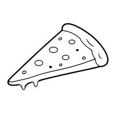 Vector icon and illustration of pizza: cartoon slice with cheese for menus and advertising