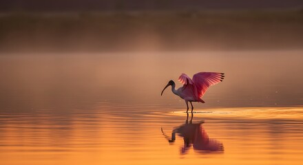 Roseate Spoonbill in Golden Light