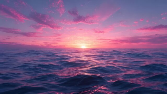 A vibrant sunset over a placid sea