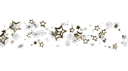 Elegant holiday background with gold stars and snowflakes. Perfect for Christmas, New Year, and winter celebrations.