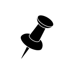 Black Push Pin Icon Vector Illustration Symbol of Notice Board Pin Board with Outline on White Background