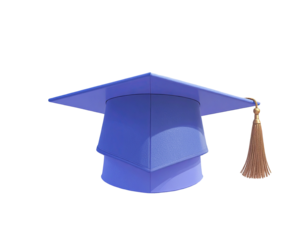 Light-purple graduation cap, three-dimensional, tassel