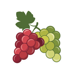 Two Bunches of Grapes Red and Green Symbolizing Freshness and Natural Sweetness Isolated on White Background for Healthy Eating