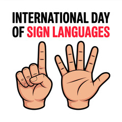 Celebrating International Day of Sign Languages with Hand Gestures Depicting Numbers One and Four