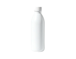 Blank white plastic bottle, vertical, simple design, smooth surface,  capped