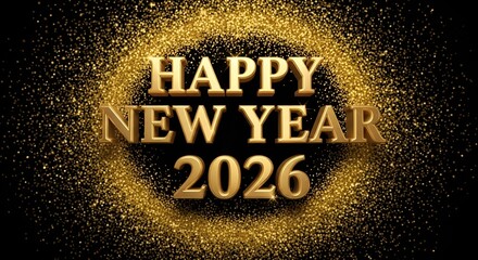 “Happy New Year 2026 – Golden Glitter Celebration Collection”