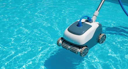 Automatic Pool Vacuum Cleaner Maintaining Outdoor Swimming Pool 