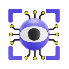 Minimalist 3D Rendering Eye Surveillance System Future Technology Concept Element
