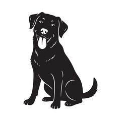 Dog silhouette sitting with tongue out, playful style