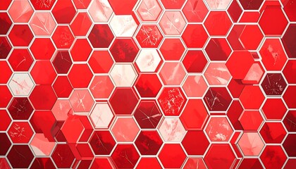 Abstract geometric pattern of red hexagons