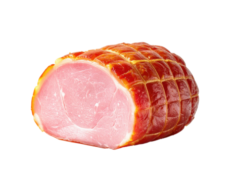 Close-up of a single, sliced cured ham