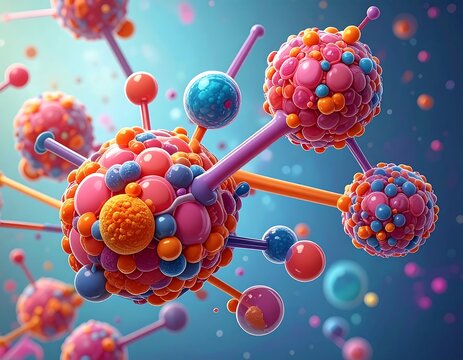 Colorful molecular structure.  Abstract, 3D