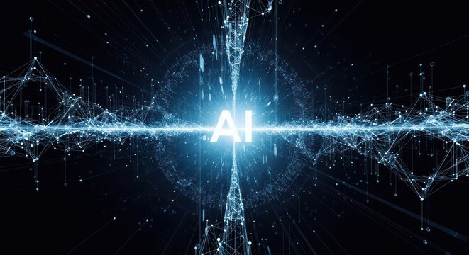 Artificial intelligence data network background with connected lines