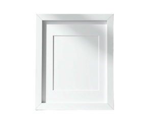 White picture frame, rectangular shape, simple design