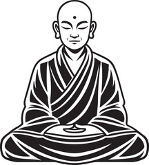 Monk Meditating in Black and White buddhist meditation