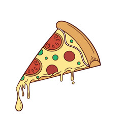 Vector illustration of a delicious slice of pizza.