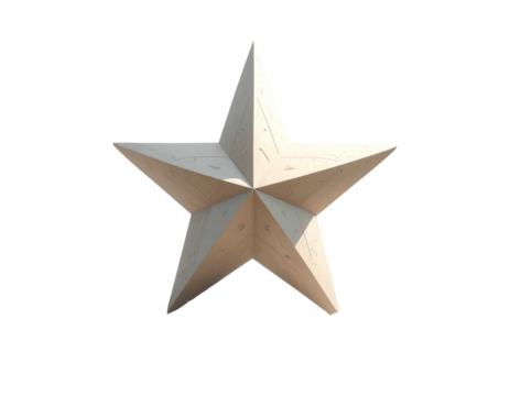 3D rendered, light beige star, sharp edges