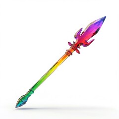 Rainbow Crystal Spear Fantasy Weapon 3D Render