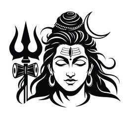 Illustration of lord shiva with a trident