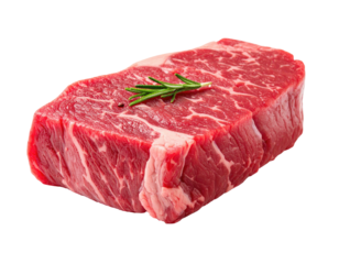 Raw steak with rosemary sprig