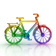 Rainbow Glass Bicycle on White Background