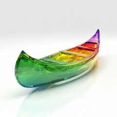 Rainbow Glass Canoe on White Background