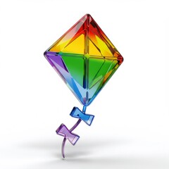 Rainbow Glass Kite on White Background
