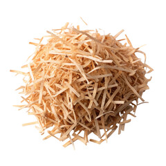 Pile of wood shaving filler to recycle on transparent background