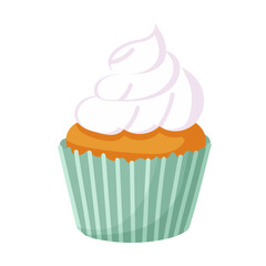Sweet muffin cupcake with cream topping illustration