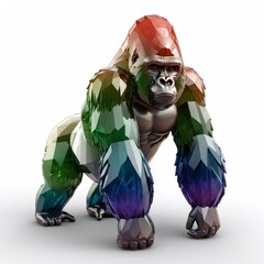 Rainbow Gorilla Low Poly 3D Render