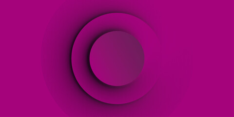 Geometric circle on magenta background | Minimalist modern graphic design element 3d style concept for banner, flyer, card, or brochure cover | Paper circles with drop shadows