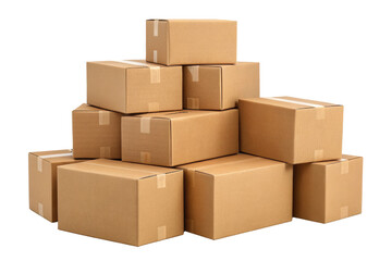 Pile of cardboard box package to recycle on transparent background