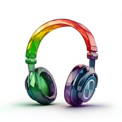 Rainbow Headphone Low Poly Design