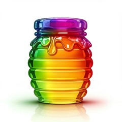 Rainbow Honey Jar on White Background