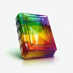 Rainbow Low Poly Book on White Background