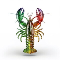 Rainbow Lobster Illustration on White Background