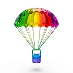 Rainbow Parachute Descent Colorful Geometric Design
