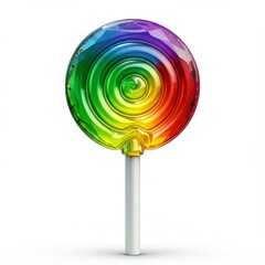 Rainbow Swirl Lollipop on White Background