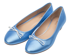  Stylish Blue Ballet Shoes with Ribbon Detail PNG Transparent Background
