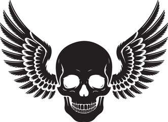 Fototapeta premium Halloween skull with wings silhouette spooky vector
