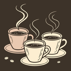 Obraz premium Hand drawn coffee cup silhouette set 