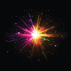 Naklejka premium Colorful Sparks Explosion In Dark Background , vector style simple color