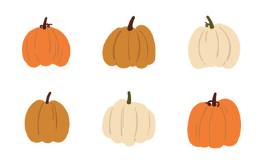 Pumpkin set autumn harvest collection. Thanksgiving design element for seasonal background