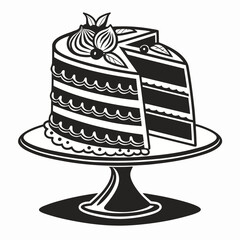 Hand drawn birthday cake outline illustration
